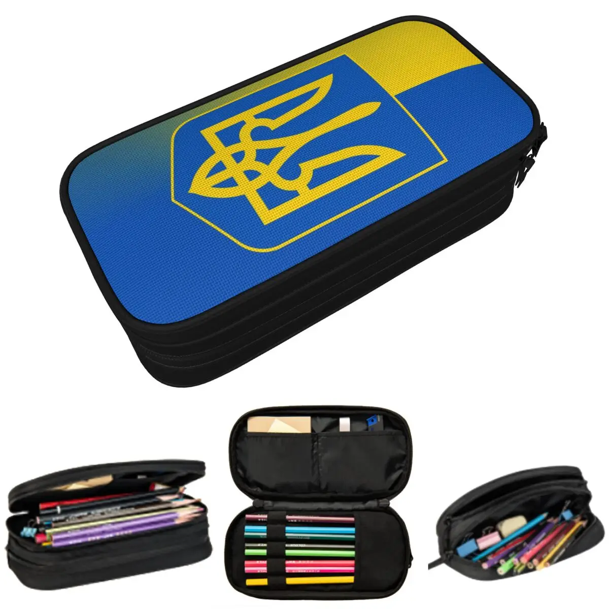 Federmäppchen mit Flagge der Ukraine für Kinder, Geschenke, Stiftbox, Bleistiftbeutel, Schreibwaren, Stifthaltertasche