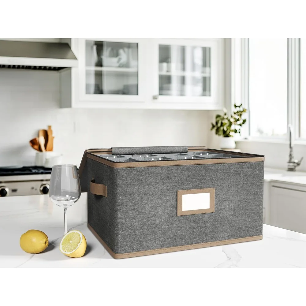 Protective Stemware Organizer - Premium Quilted Hard Shell Case for Wine Glasses & Glassware Storage & Transport