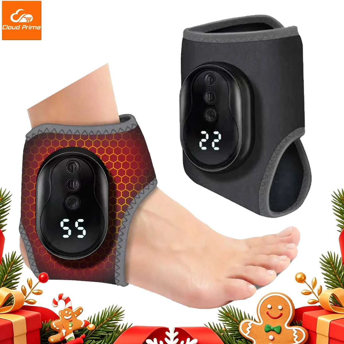 Cloud Prime Electric Foot Massager Heated Vibration Cordless Ankle Wrap Portable Foot Care Relaxation Pad For Home Office Women Seniors Christmas And New Year Gifts