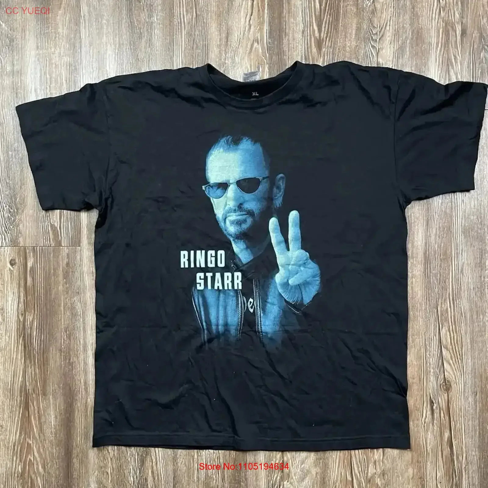 Ringo Starr Peace T Shirt XL Big Print Black vintage Washed Top For Everyday Wear graphic Stylish Soft Versatile streetwear