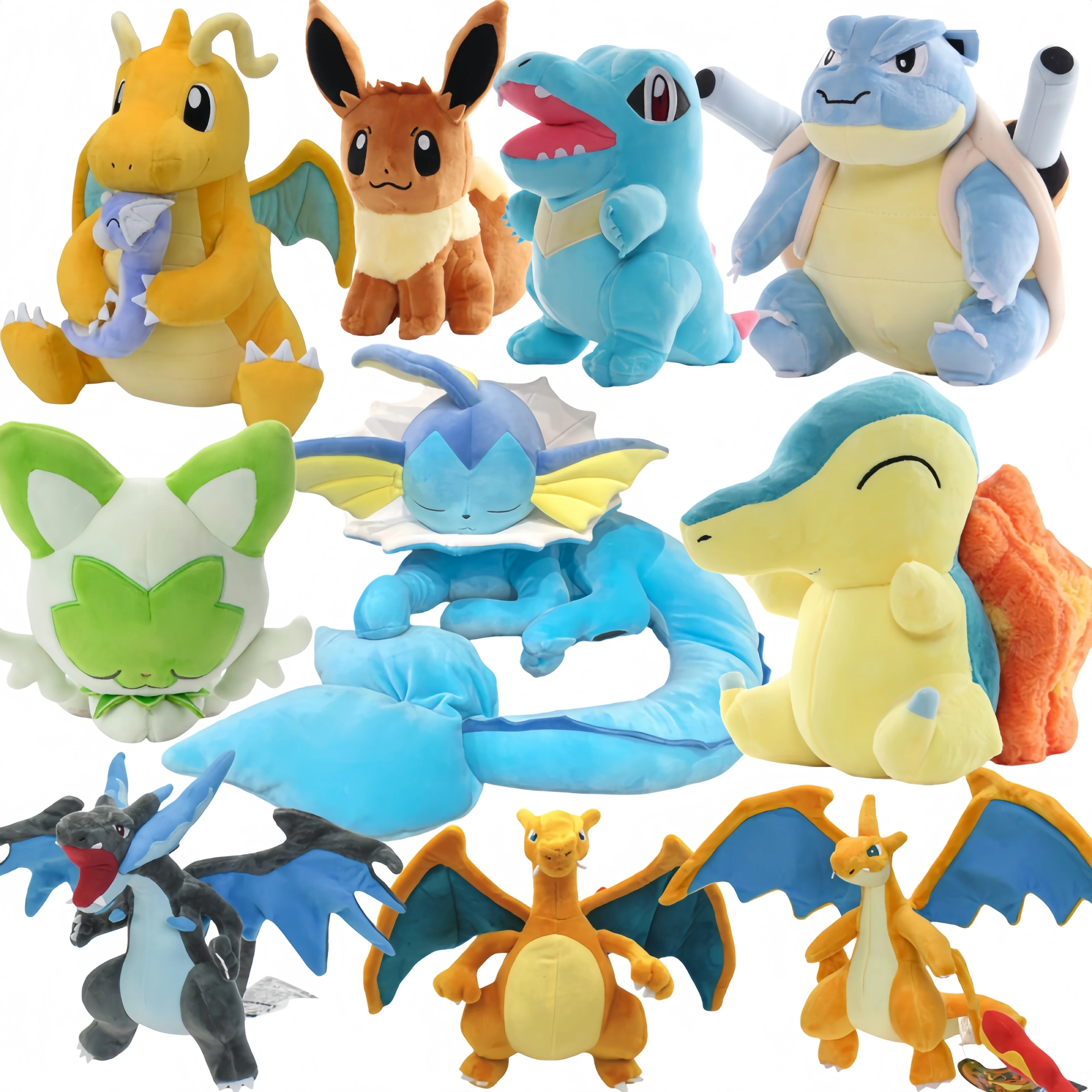 

Pokemon Pikachu Plush Eevee Family Evoli Sleeping Vaporeon Blastoise Sprigatito Peluche Charizard Plush Dragonite Peluche Toy