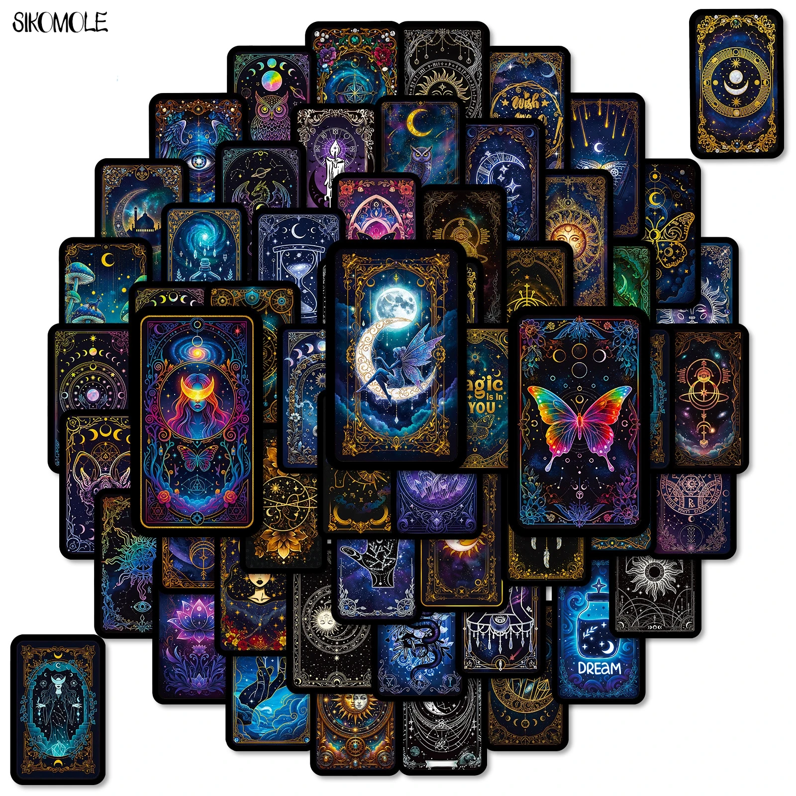 

10/30/56PCS Celestial Astrology Magic Stickers Sun Moon Tarot Elements Stationery DIY Kids Toy Luggage Suitcase Graffiti Sticker