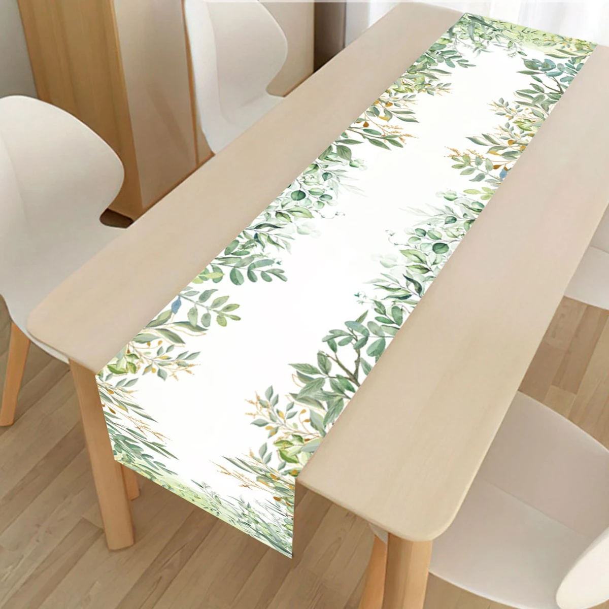 Sage Green Table Runner Eucalyptus Leaves Linen Dining Table Decor for Home Jungle Birthday Party Baby Shower Wedding  Decor