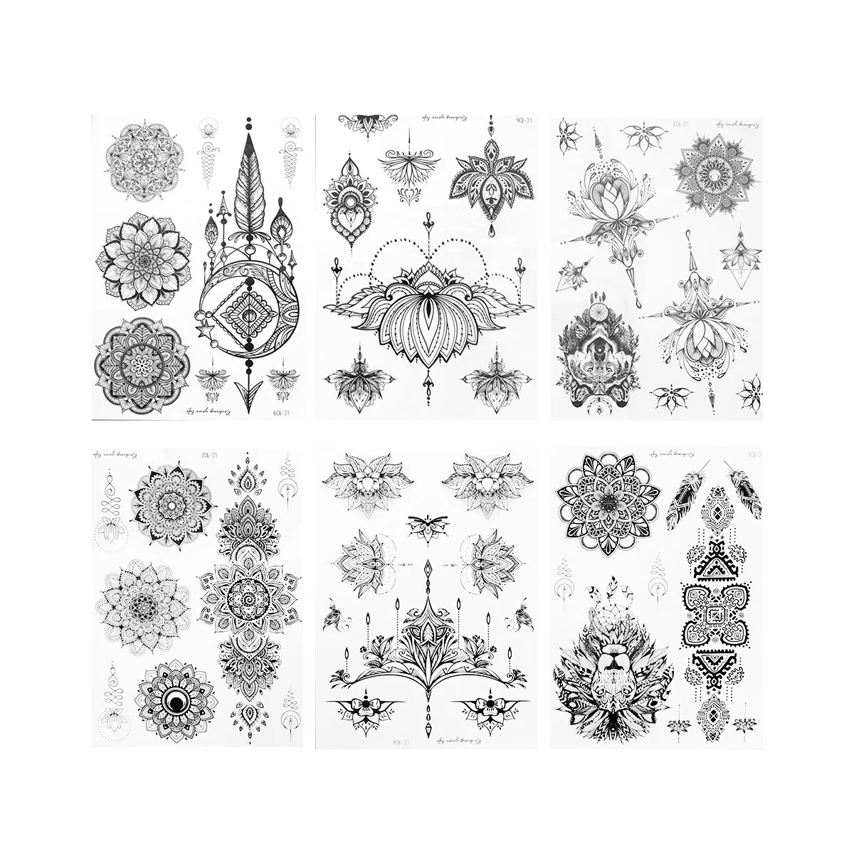 

9pcs Vintage Temporary Body Tattoos Waterproof Party Stickers For Festival Decor Mandala Flower Disposable Skin Safe
