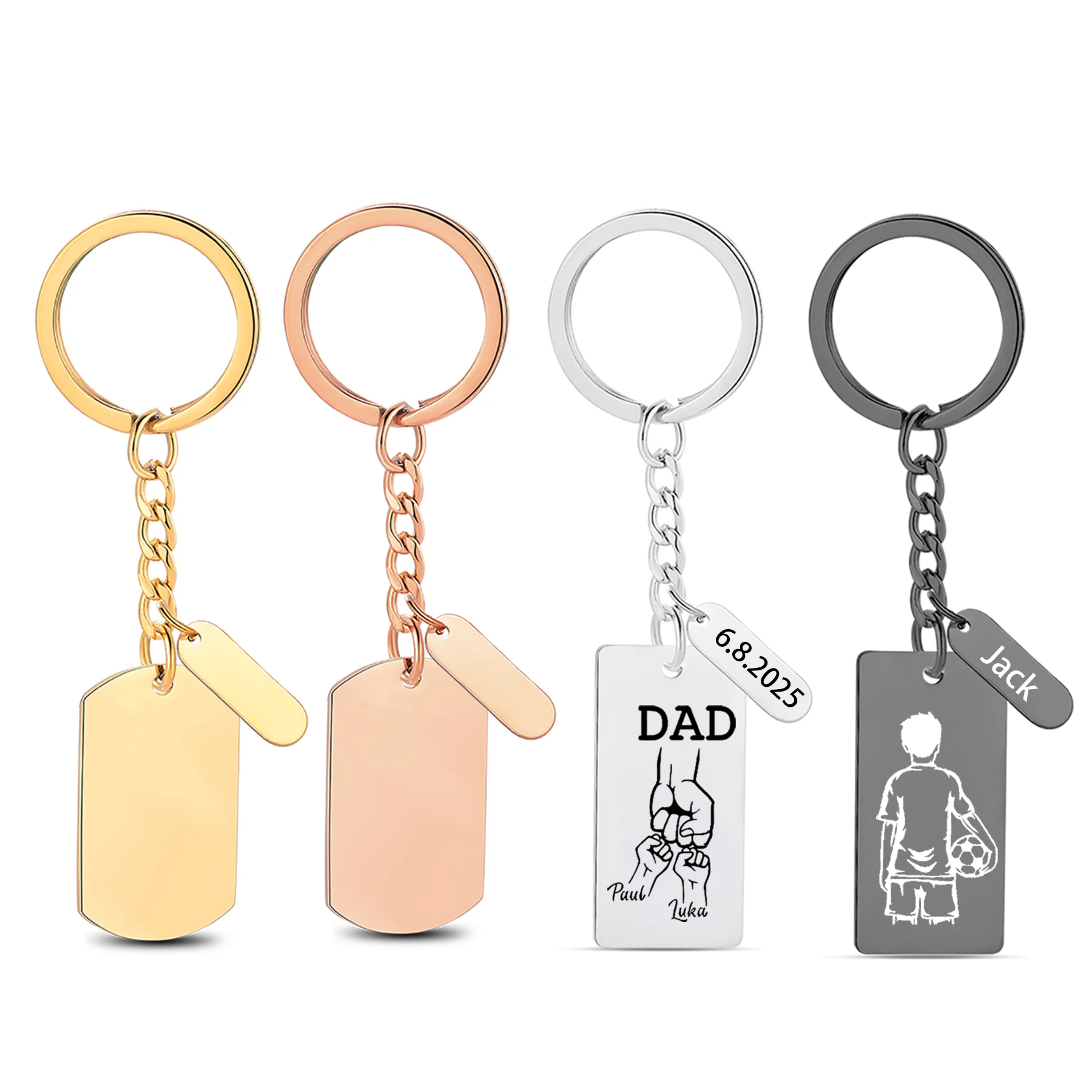 1Piece Creative Stainless Steel Keychain Engraved Name Logo Dog ID Tag Personalized Keyring Jewelry Gift for BFF Couple