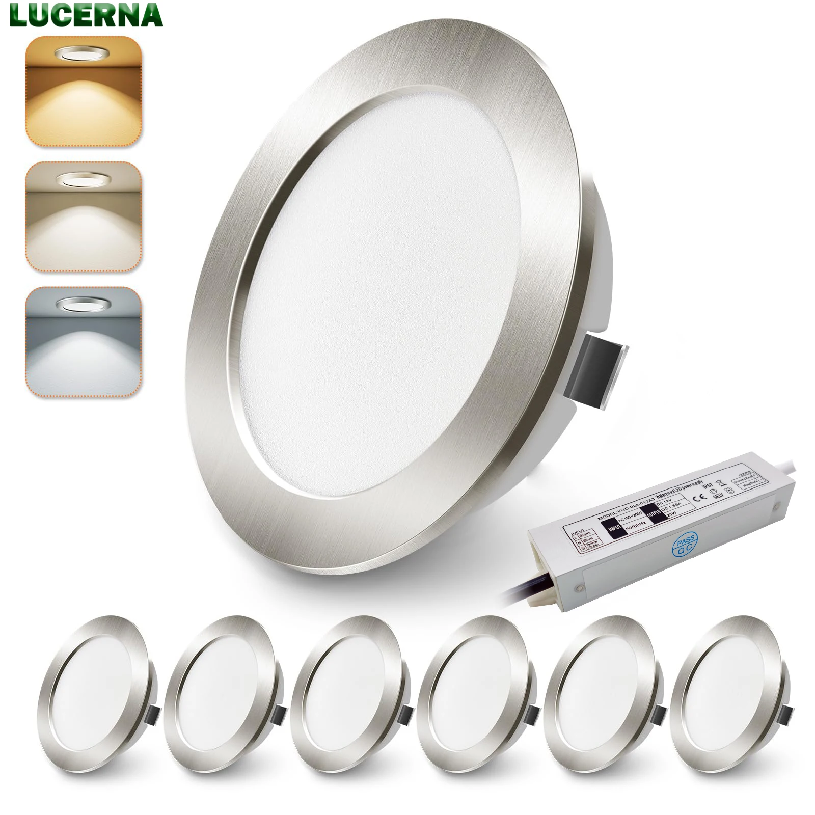 LED wpuszczana lampa punktowa 12V z AC110 ~ 220V wpuszczane reflektory dla szafka z lustrem przyczepy kempingowej lampa świecąca w dół garderoby