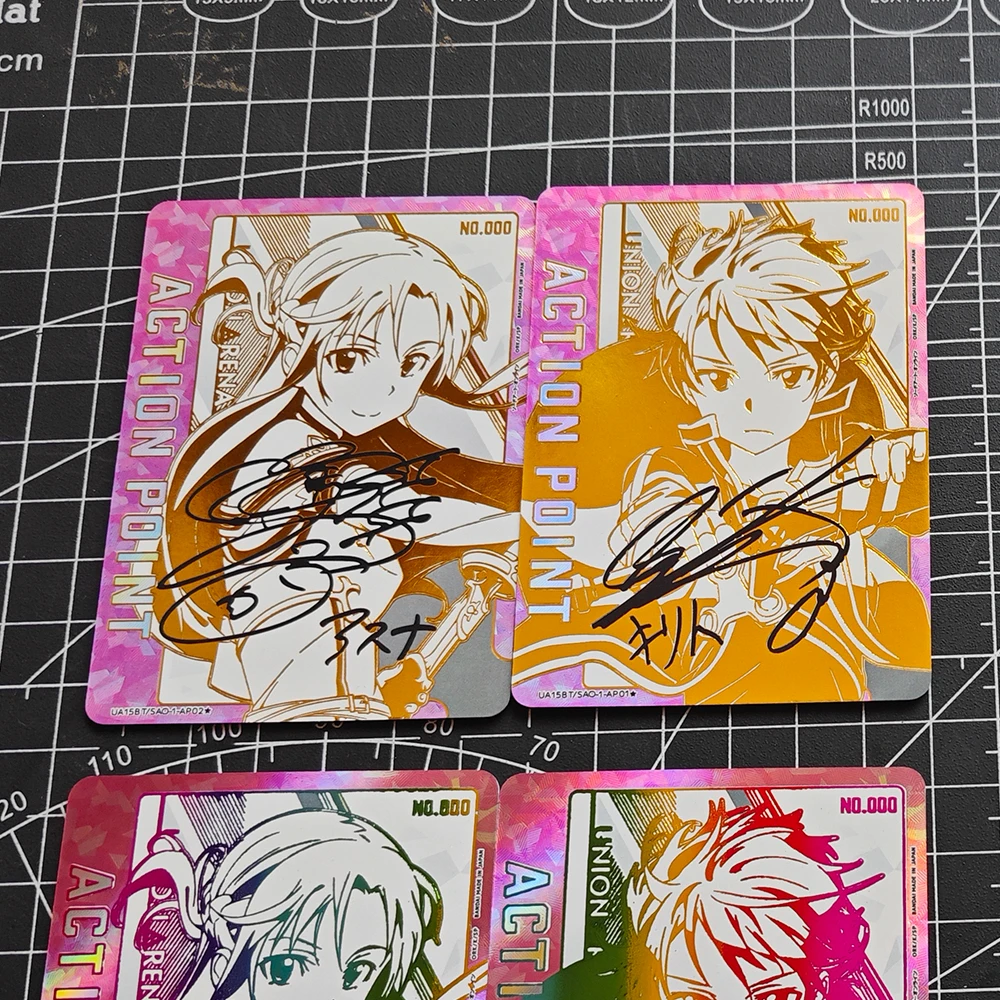 2 pz/set Sword Art Onlines gioco di carte collezionabili Anime Yuuki Asuna Collection CARD abbronzante Signature Card colore rifrattore Flash