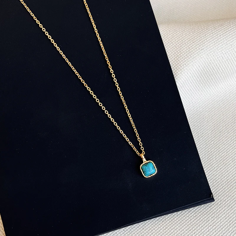 Elegante doppelschichtige geschichtete Nachahmung Türkis natürliche Perle Perlen Halskette trendigen Schmuck für Frauen Sexy Schlüsselbein Kette – Detail 14