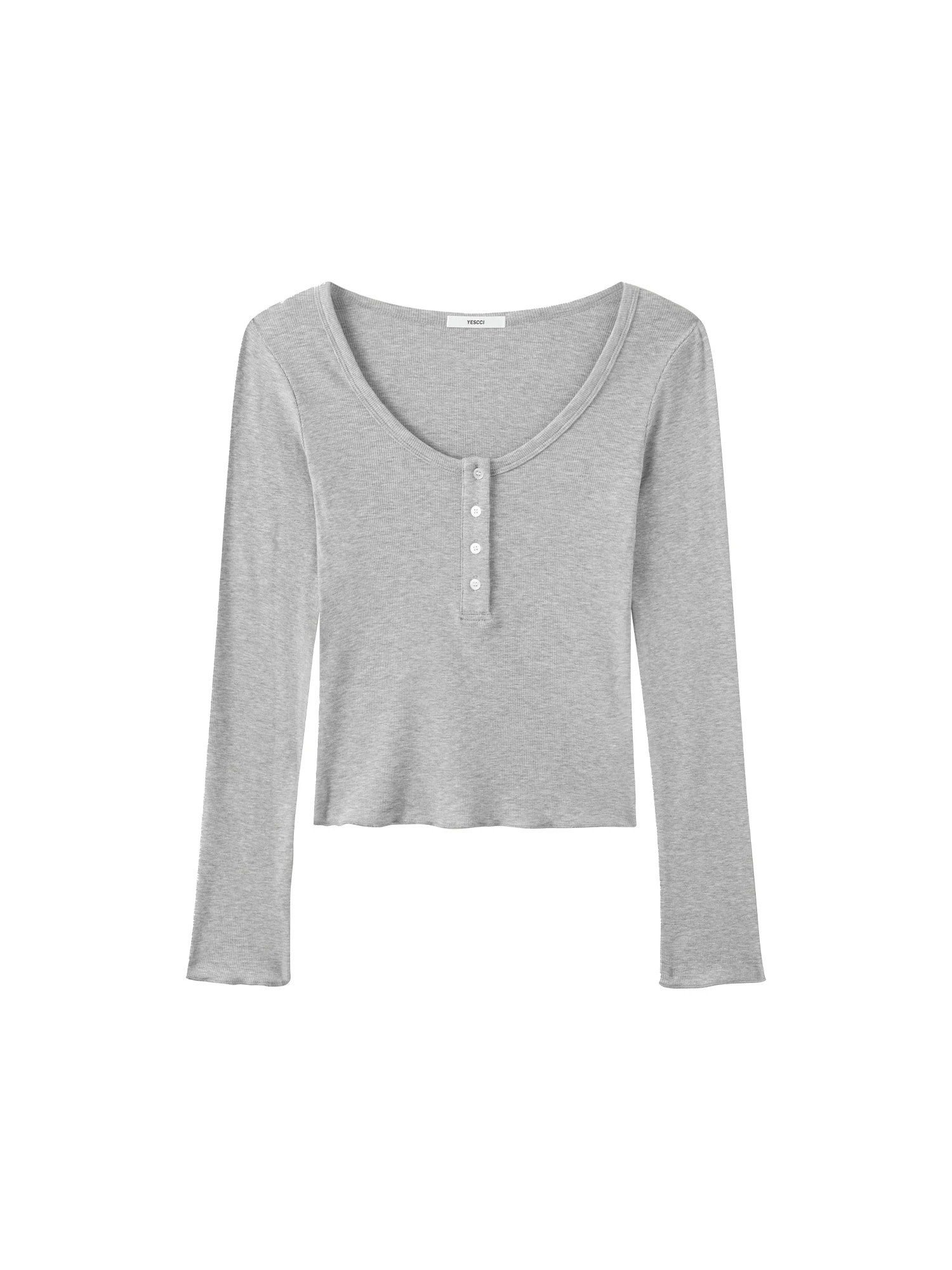 

Yescci Color Long Sve U-Ne T-irt S553200 Commute Sle Slim Fit Cotton Moisture ng Pure Color T-irt