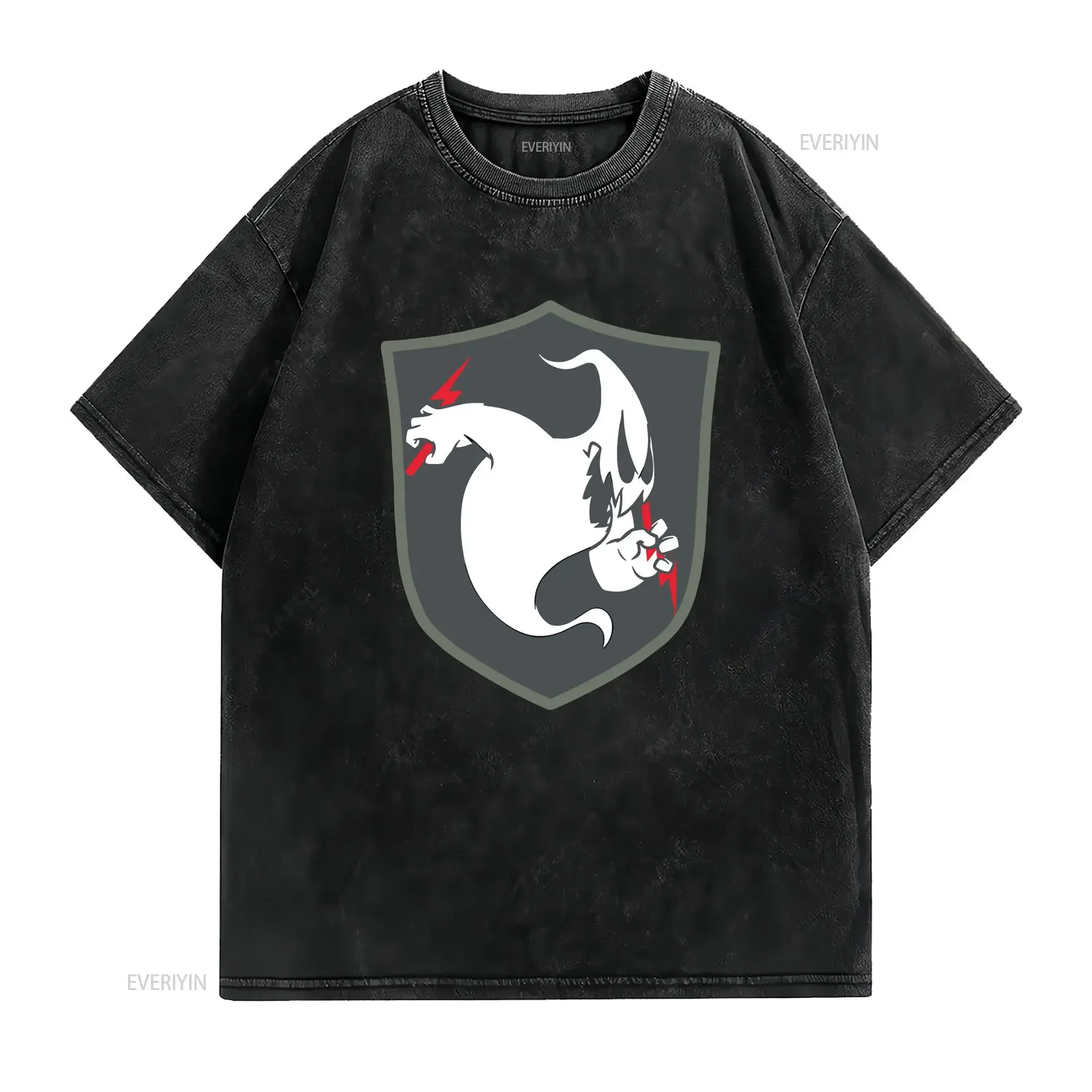 NEW LIMITED WW2 Army 23rd Headquarters Special Troops Ghost Patch T Shirt vintage Washed streetwear Top For Everyday Wear