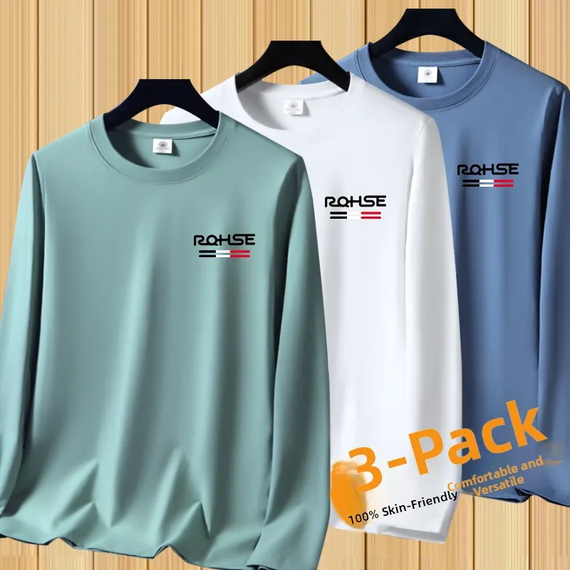 able Long Sve Round Ne Herren-T-Shirt für Arbeit, Herbst, Basisschicht, Irt, Büro, Innenbekleidung, lässig, geometrischer Druck