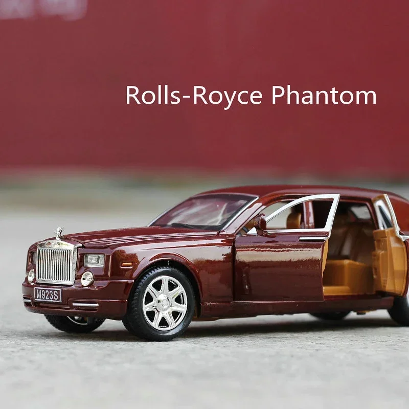 1:24 Diecast Alloy Car Model Rolls Royce Phantom Metal Toy Car Wheels Simulation Pull Car Collection Gift