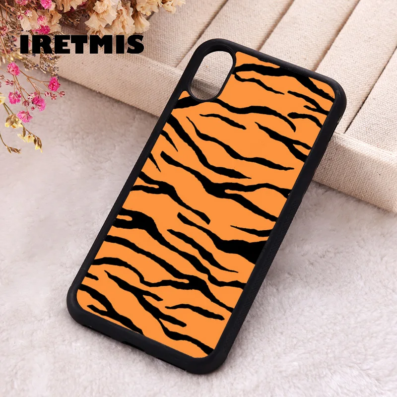 Iretmis Phone Cover Case For iPhone X XS Max XR 11 12 13 PRO MINI 14 15 16 Plus Rubber Silicone Tiger