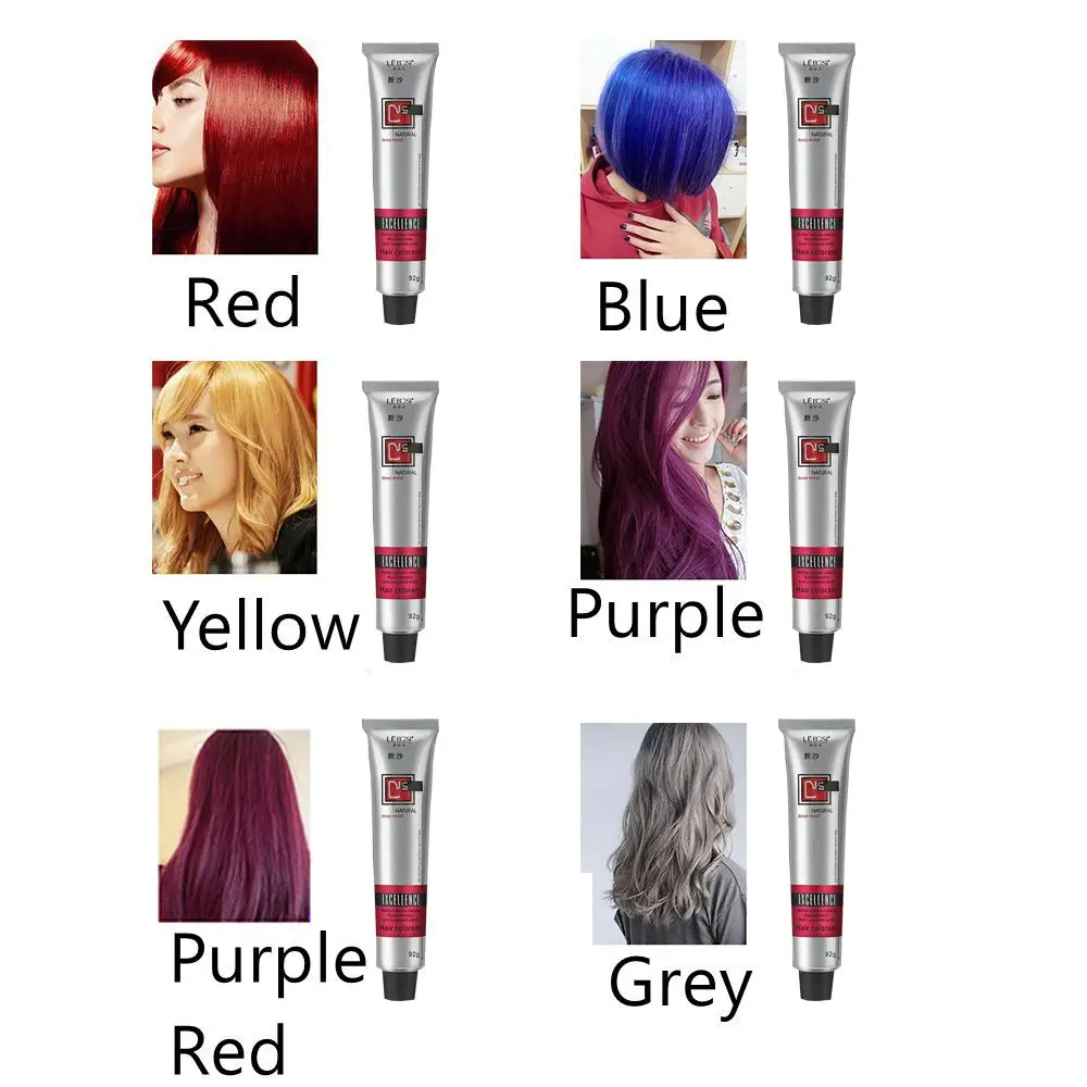 Semi Permanent Hair Dye Tint Hair Coloring Cream 92ML 6Colors Hair Care Styling Tools For Women/Men