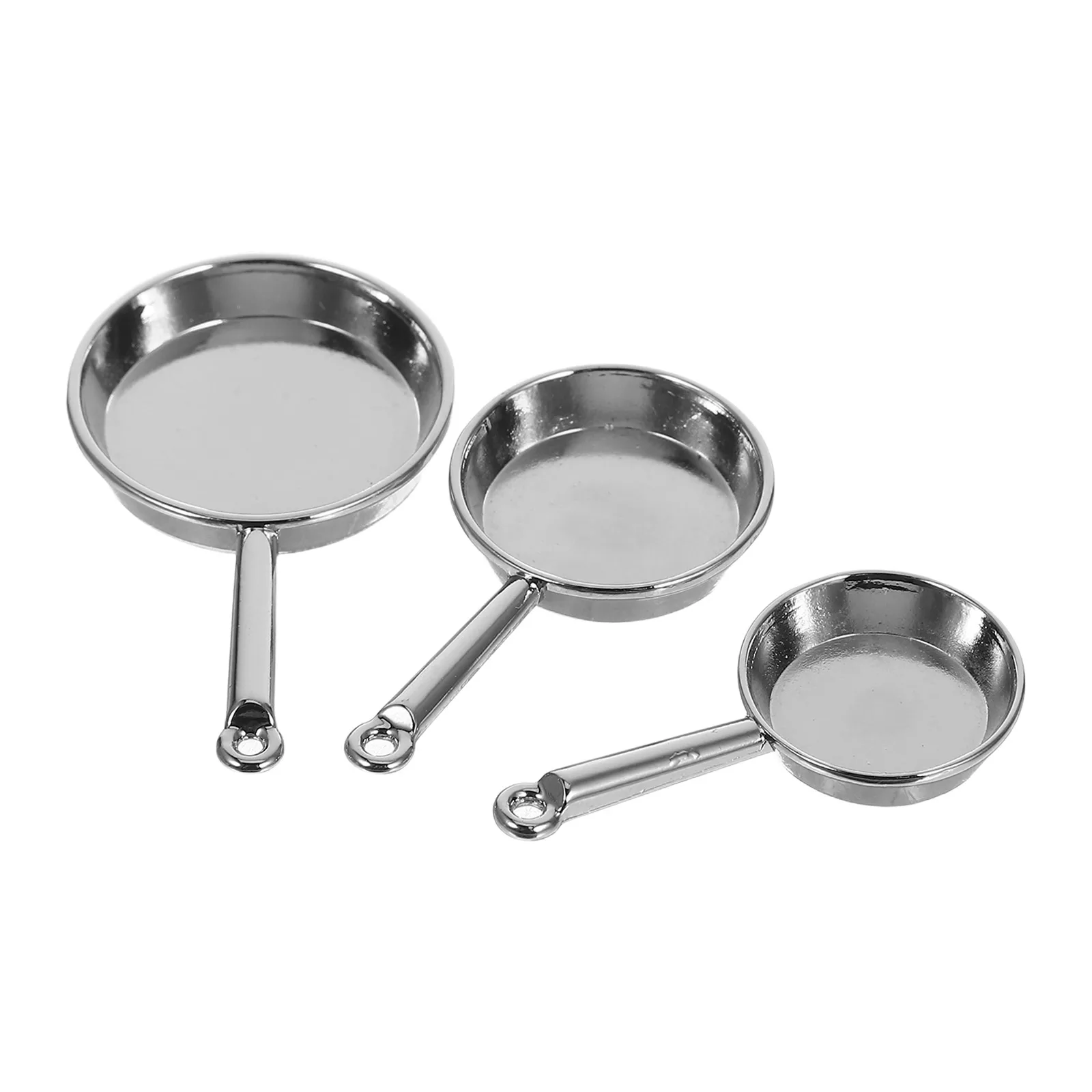 

3Pcs Miniature Frying Pan Set Realistic Metal Skillet Pretend Play Kitchen Accessories Dollhouse Cooking Utensils
