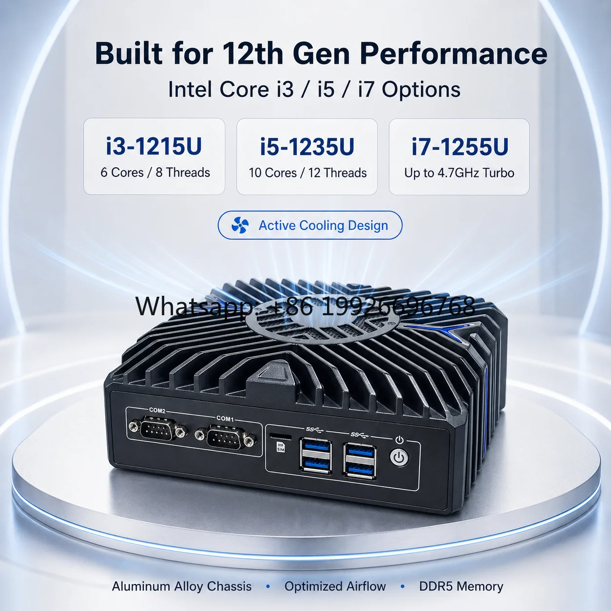 1215/1235/1255U Gen  Core  3  Triple Display Dual COM 3x2.5G LAN Active Cooling DDR5 4G 5G Ready Office Industrial Mini PC