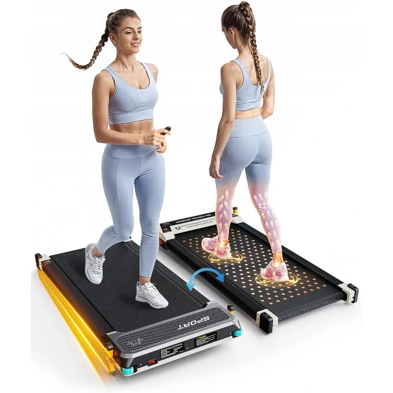 

Portable Versatile Walking Pad Treadmill with Incline - Dual-Sided Under Desk Treadmill with Foot Massage,2 in 1 Walking Pad