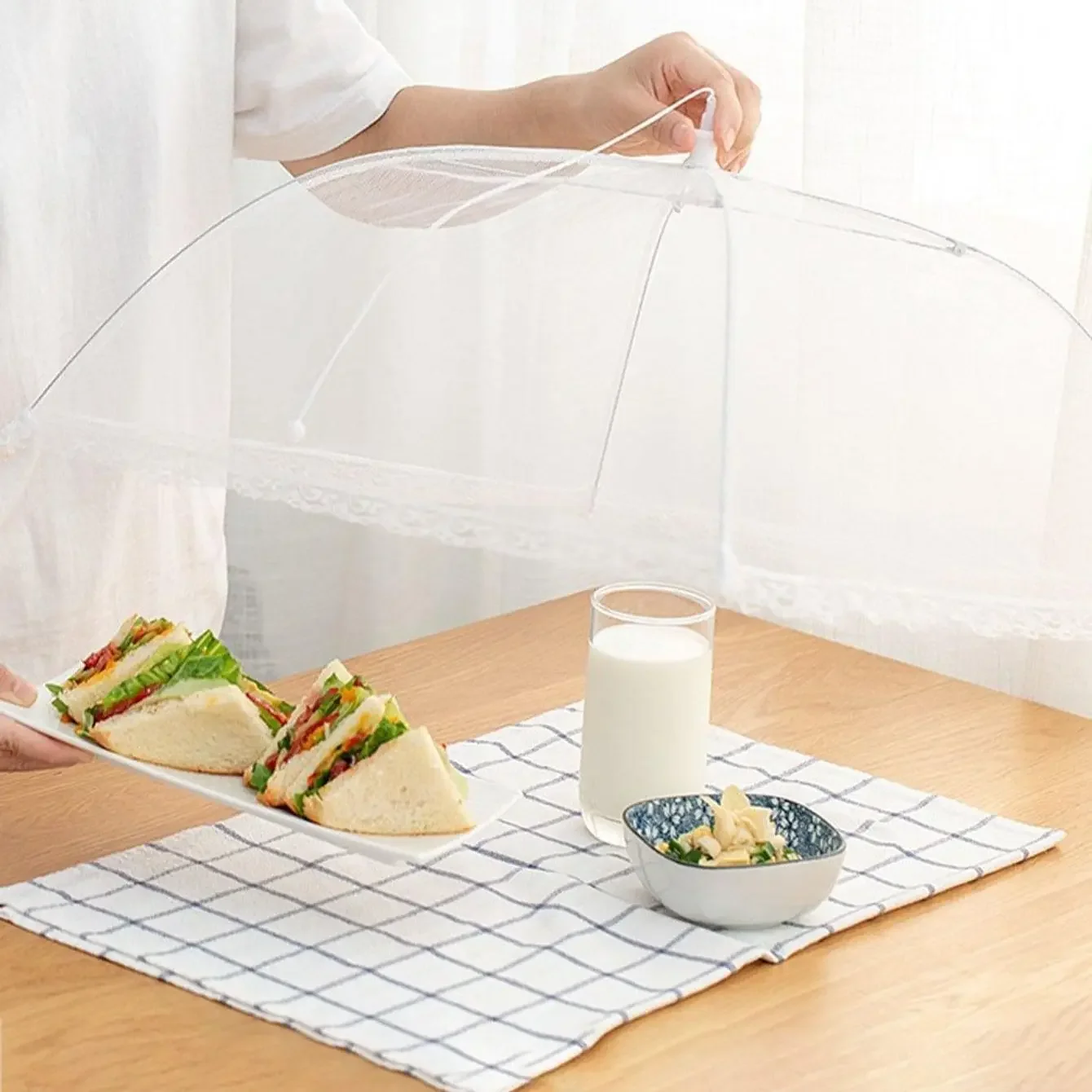 Foldable Food Covers Mesh Anti Fly Mosquito Meal Food Cover Umbrella Picnic Protect Dish Cover Meal Covers Kitchen Supplies