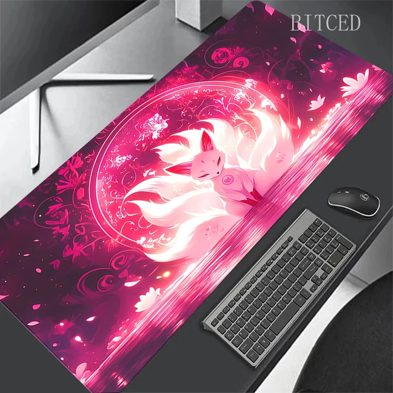 Kawaii mouse pad raposa tapete de mesa mousepad tapetes de mesa do computador 100x50cm grandes almofadas de mesa grande gamer grande mouse pads teclado xxl