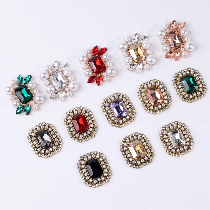 Handmade clothing headgear decoration accessories, polygonal rhinestone inlaid alloy jewelry accessories are directly supplied b