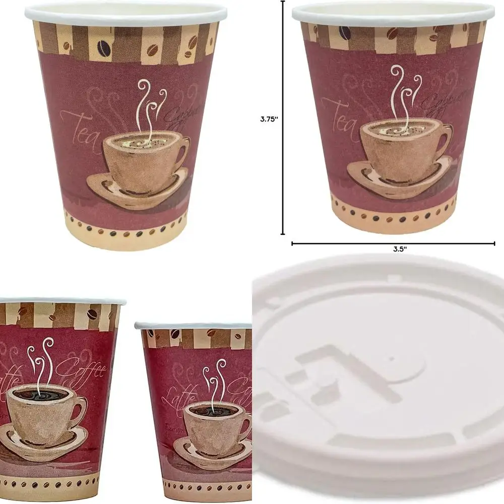 

500 Pack - Thanksgiving Themed Disposable Colored Cups with White Lids for Hot or Cold Beverages