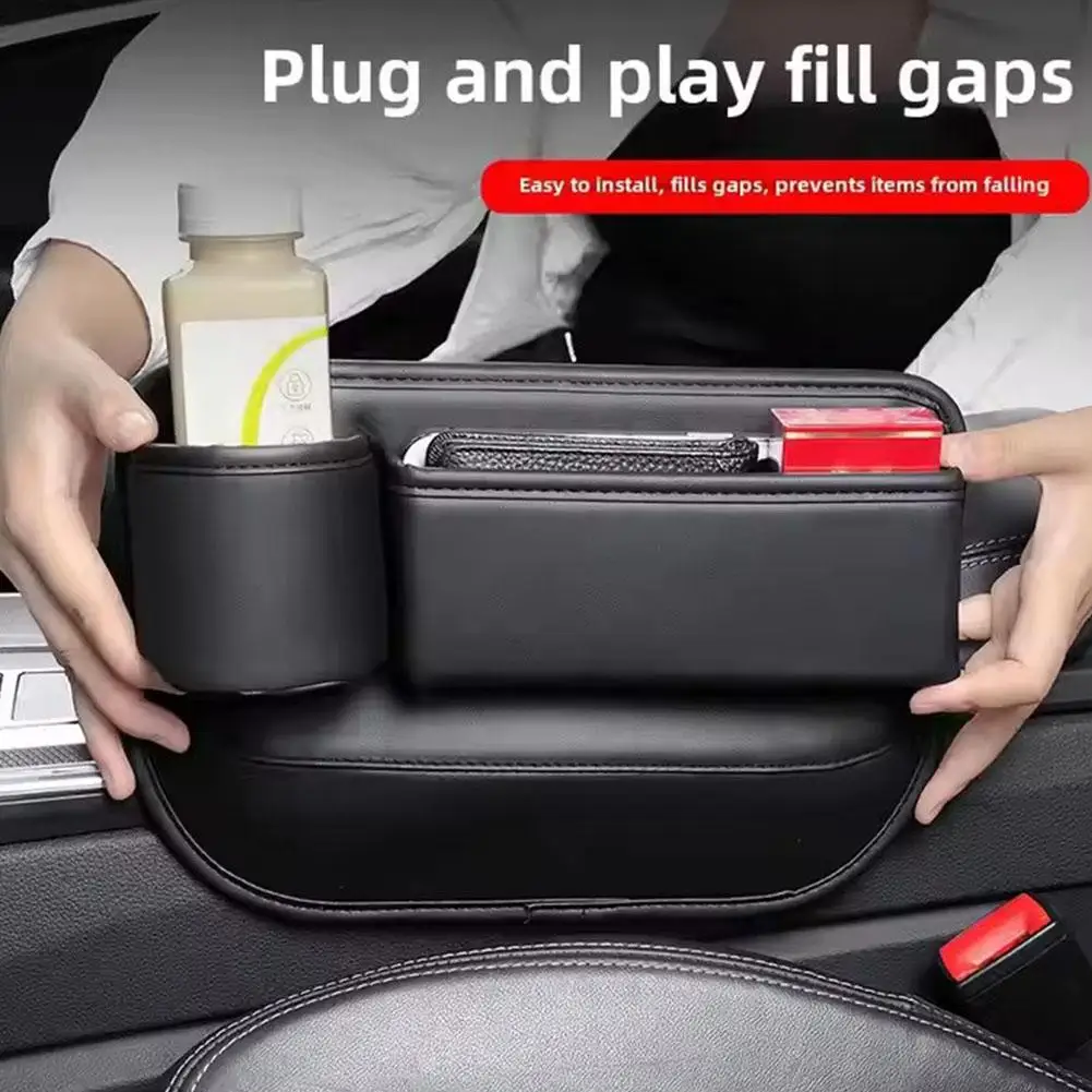 Storage Box Multifunction Car Seat Filler Leak-proof Storage Bag Cup Holder PU Leather Seat Slot Organizer Box