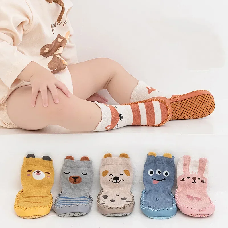 Toddler Thick Warm First Walkers Kids Boots Baby Shoes with Soft Sole Newborn Plus Velvet Nonslip Floor Socks Child Solid Color