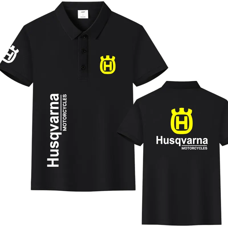 Husqvarna Team Motorcycle Clothing Ice Silk Cotton  Shirt Summer New Short Sleeve T-Shirt Men's Standard Fit Biking Tee