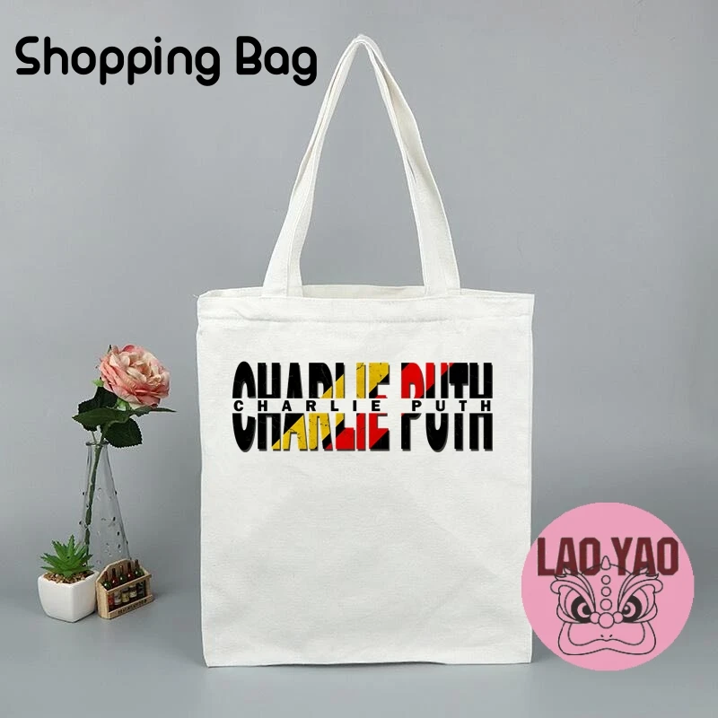 Birthday Gift Canvas Tote Bag Woman Charlie Puth Singer Shopping Bags Women Shopper Women's Aesthetic Cloth Carry