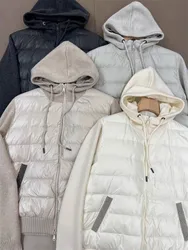 Nieuw B * C Kasjmier Met Capuchon Verbonden Ganzendonsjack Voor Dames Casual Kralen Warme Hoge Kwaliteit Mode Korte Jas