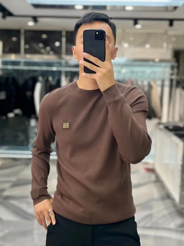 

Faionable Knitted Men's Sweater Base Layer irt Sli Autumn Winter New Arrival Slim Fit round Ne Long Sve Antibact...