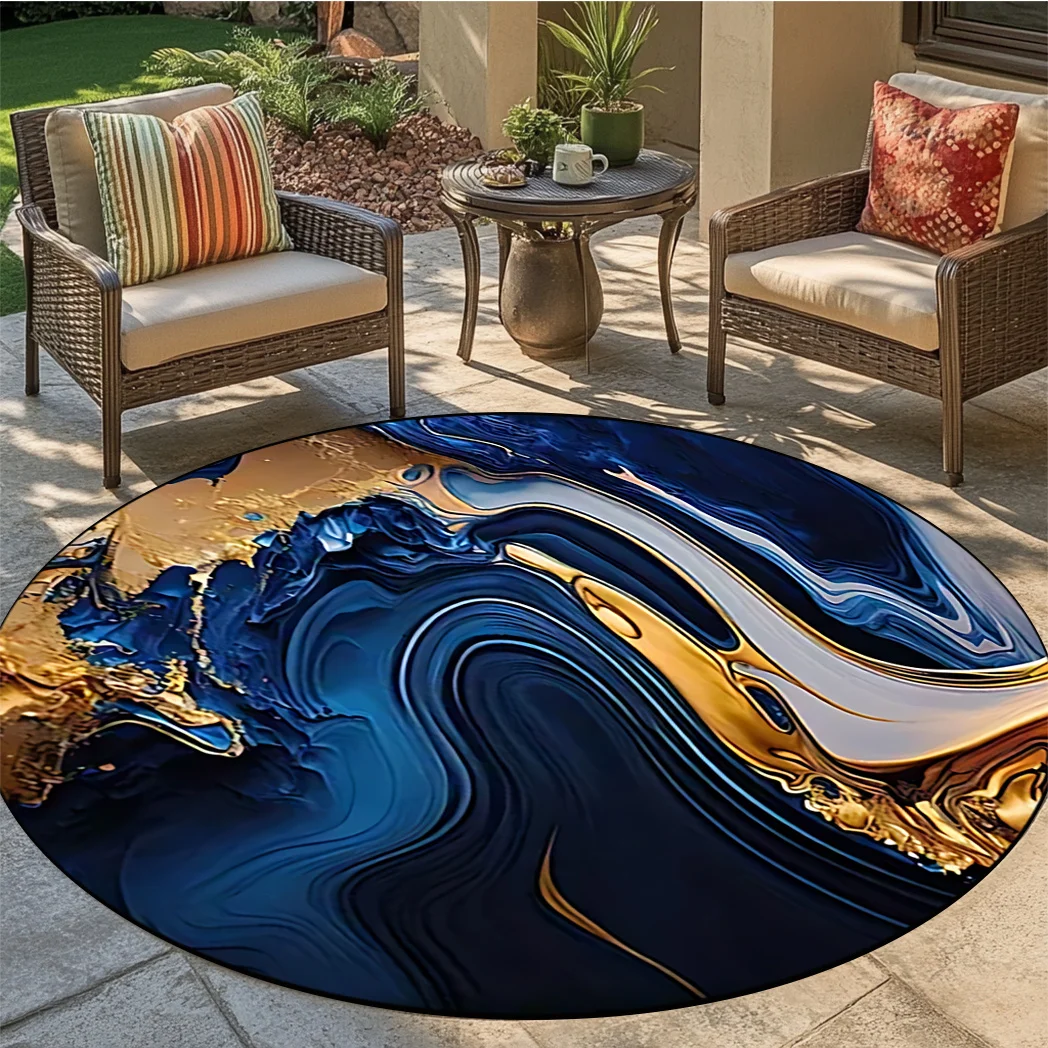 

Crystal velvet carpetA Round Non-Slip Polyester Fiber Area Rug with an Exquisite Marble Pattern, Suitable for Large Spaces Like