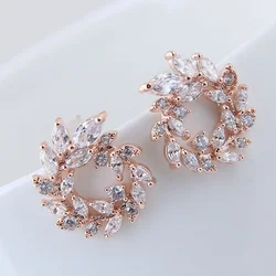 New Fashion 925 Sterling Silver Round Rhinestone Stud Earrings Jewelry Pendientes Brincos Fashion Jewelry