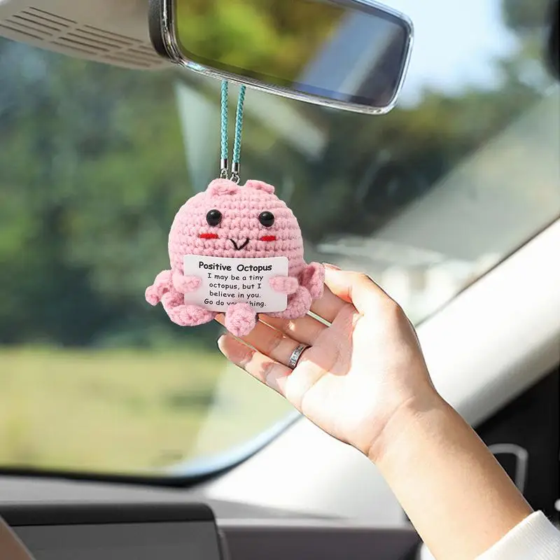 Positive Crochet Animals Octopus Octopus Positive Toy With Encouragement Card Emotional Support Crochet Doll For Friends Desk