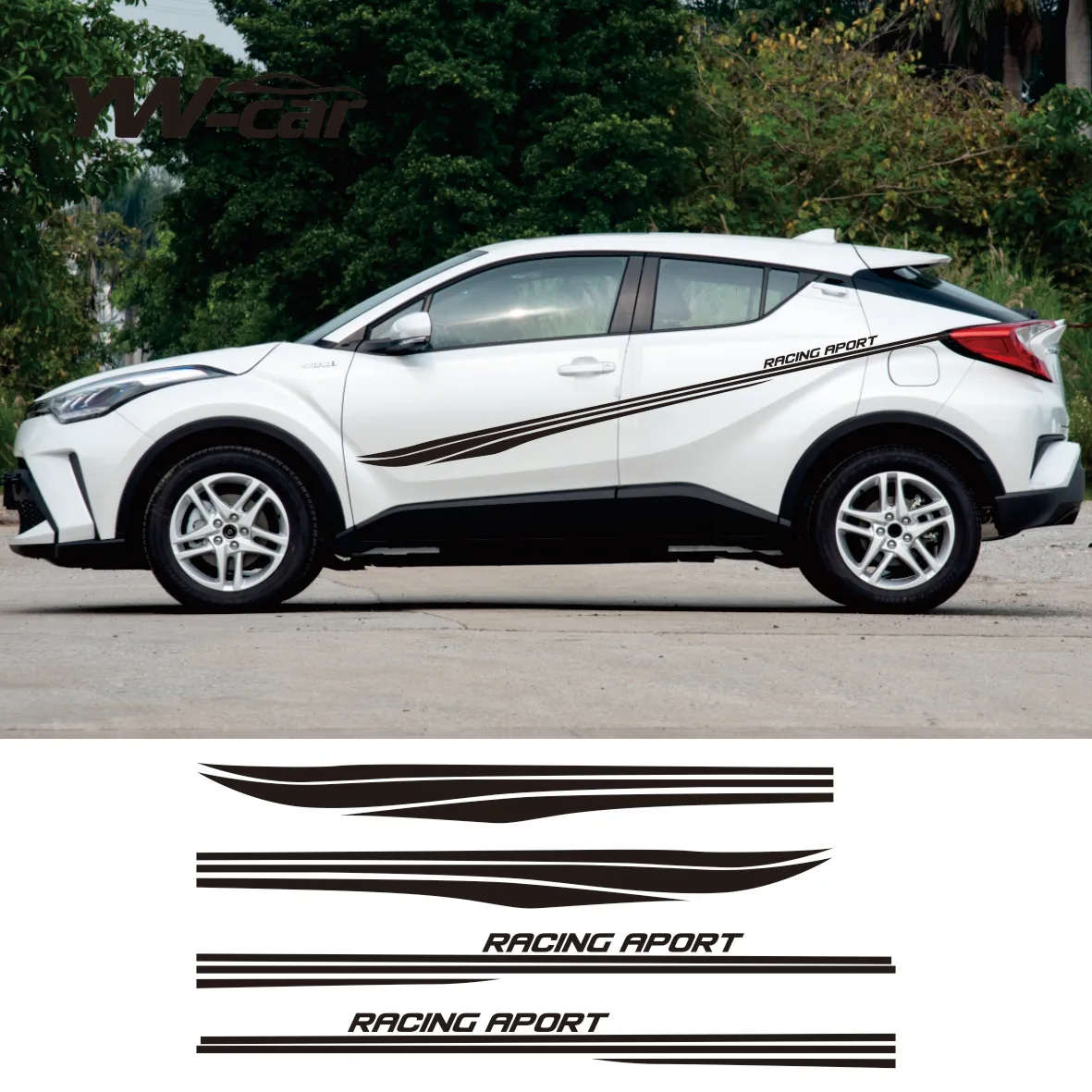 

4pcs Racing Sport Stripes Car Body Waist Line Stickers For Toyota C-HR Auto Door Side Decor Vinyl Decal OFF ROAD Accessories