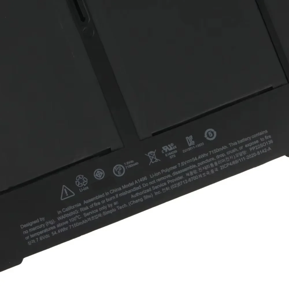 New Replacement Battery A1496 For Mac MacBook Air A1369 A1405 A1377 A1466 Rechargeable Batteries 7150mAh High Capacity