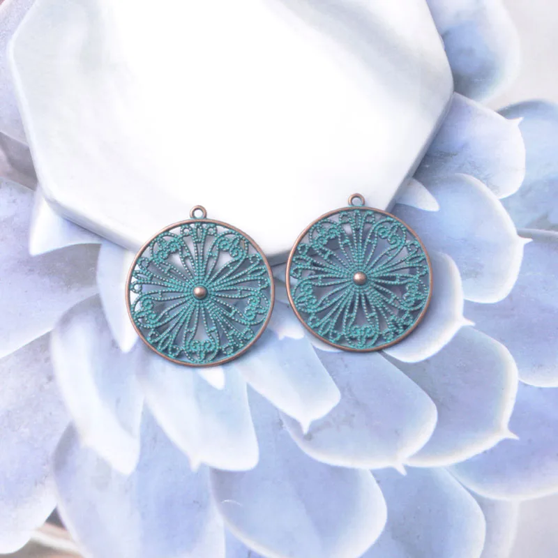 12pcs Bohemia Antique Bronze Charms Round Water Drop Pendant DIY Women's Jewelry Accessories image 4