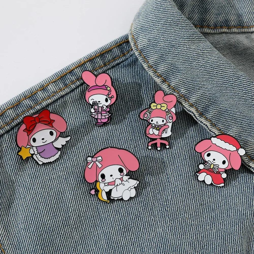 Miniso Cartoon Mijn Melodie Emaille Broche Anime Actiefiguren Grote Kopspelden Voor Dames Sieraden Accessoires Kinderen Verjaardagscadeaus