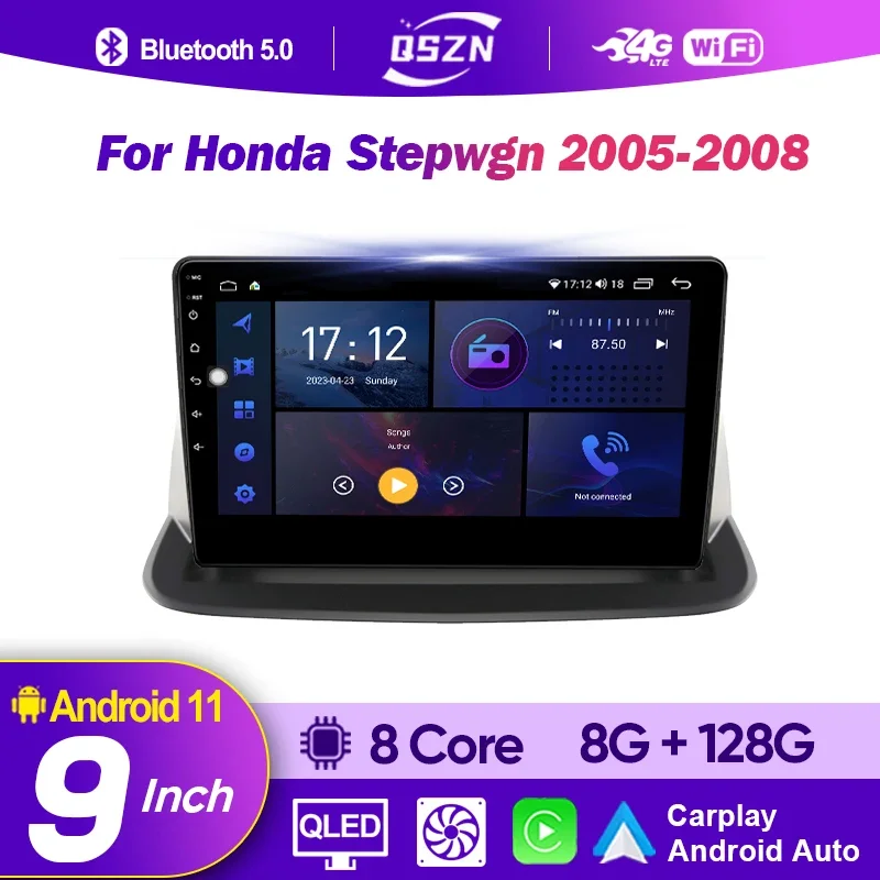 

Автомагнитола для Honda Stepwgn 2005-2008, Android 12, умная система, мультимедийный видеоплеер, навигация GPS, 4G, QLED, 8 + 128G, стерео