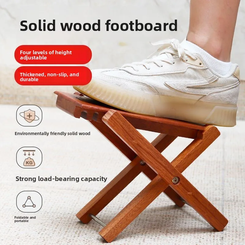 Solid Wood Folding Instrument Footrest, 4‑Level Adjustable Portable Foot Stools for Guitar Bass Erhu Stools & Ottomans