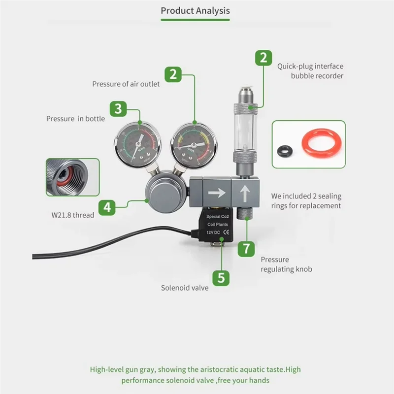 CQMF-Dual Meter Regulator Solenoid Valve Fish Tank Foam Recorder Quick Plug Control System Pressure Reducing Valve US