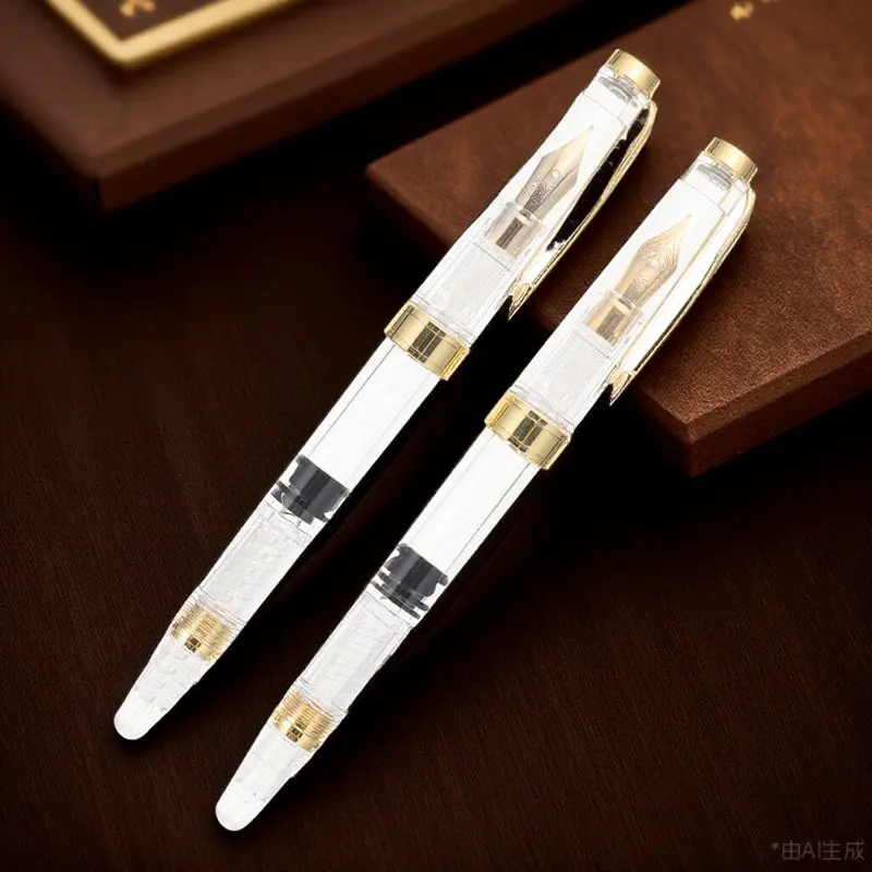 

Piston Fountain Pens 2Pcs Transparent Ink Pens Japanese Style Portable Writing Instrument for Students Calligraphy School Use
