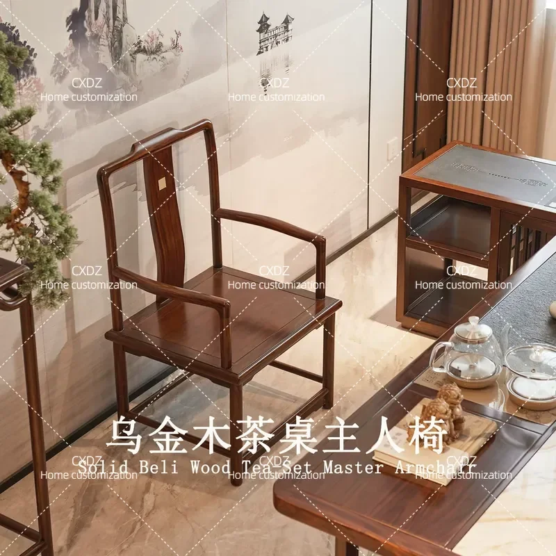 Solid Wood Tea Table and Chair Set High End Zen Style Taishi Chair for Tea Drinking Room Furniture