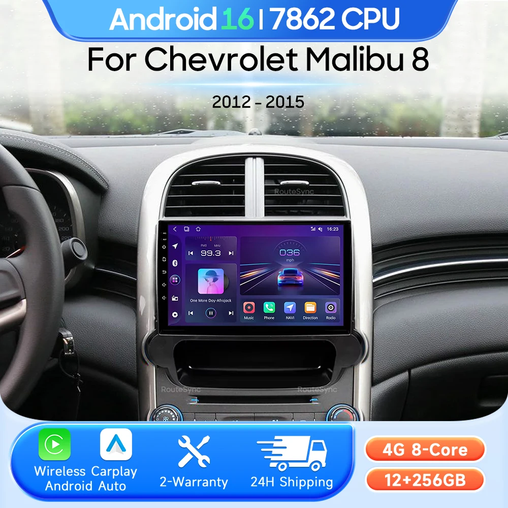Reproductor Multimedia para Auto Chevrolet Malibu 8 2012-2015, Android 16, Radio, Carplay, Auto 2din, GPS, Navegación, Estéreo, Video, Inalámbrico