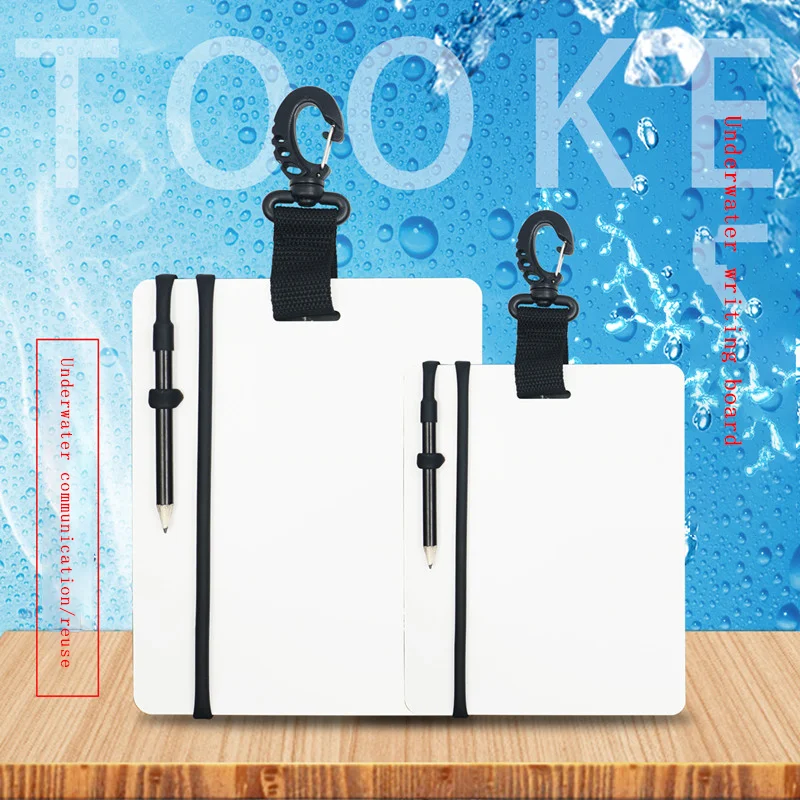 TOOKE Tablet Underwater Handwriting Board Diving Writing Book with Swivel Clip Notepad Water Record Board with Pen