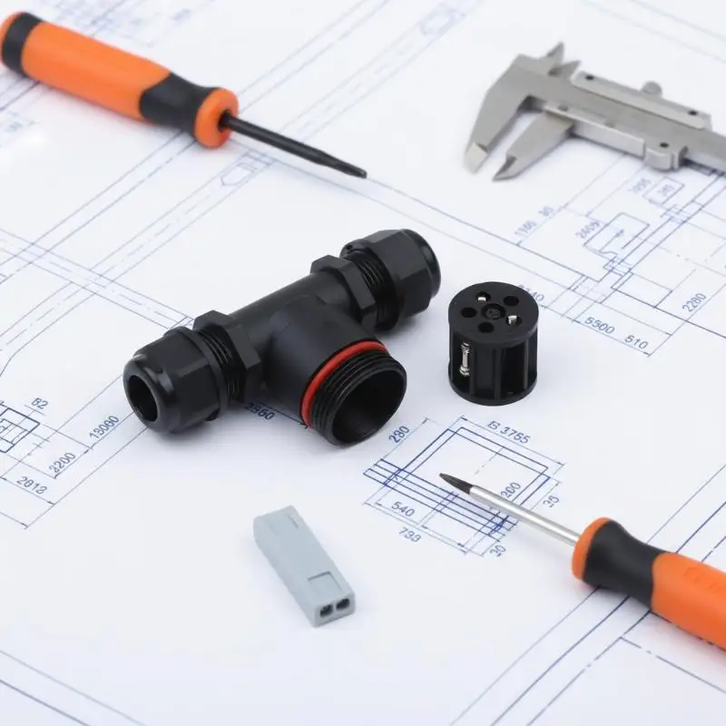 IP68 T Shape Electric Connector 1Pcs Quick Install Screw Push-in Terminal for External LED Roadway Lighting