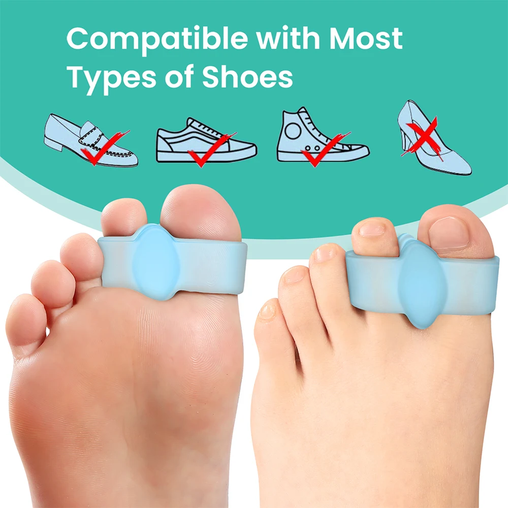 2Pcs/Pair Silicone Toe Separator Hallux Valgus Toe Overlap Correction Bunion Foot Care Orthopedics Corrector Pad Pedicure Tools