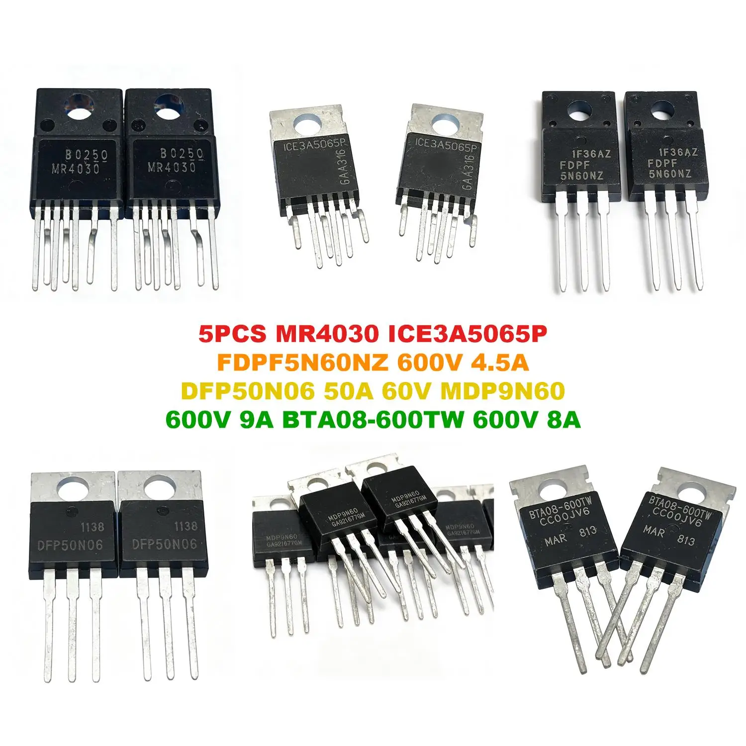MR4030 ICE3A5065P FDPF5N60NZ 600V 4.5A DFP50N06 50A 60V MDP9N60 600V 9A BTA08-600TW 600V 8A