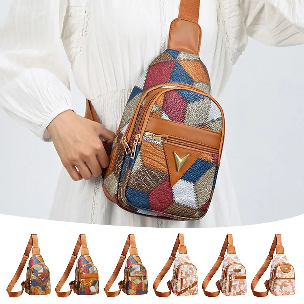 Bolsa de peito de couro macio Grande capacidade, Bolsa crossbody multi-bolso, Sacos PU, Sacos de ombro costura