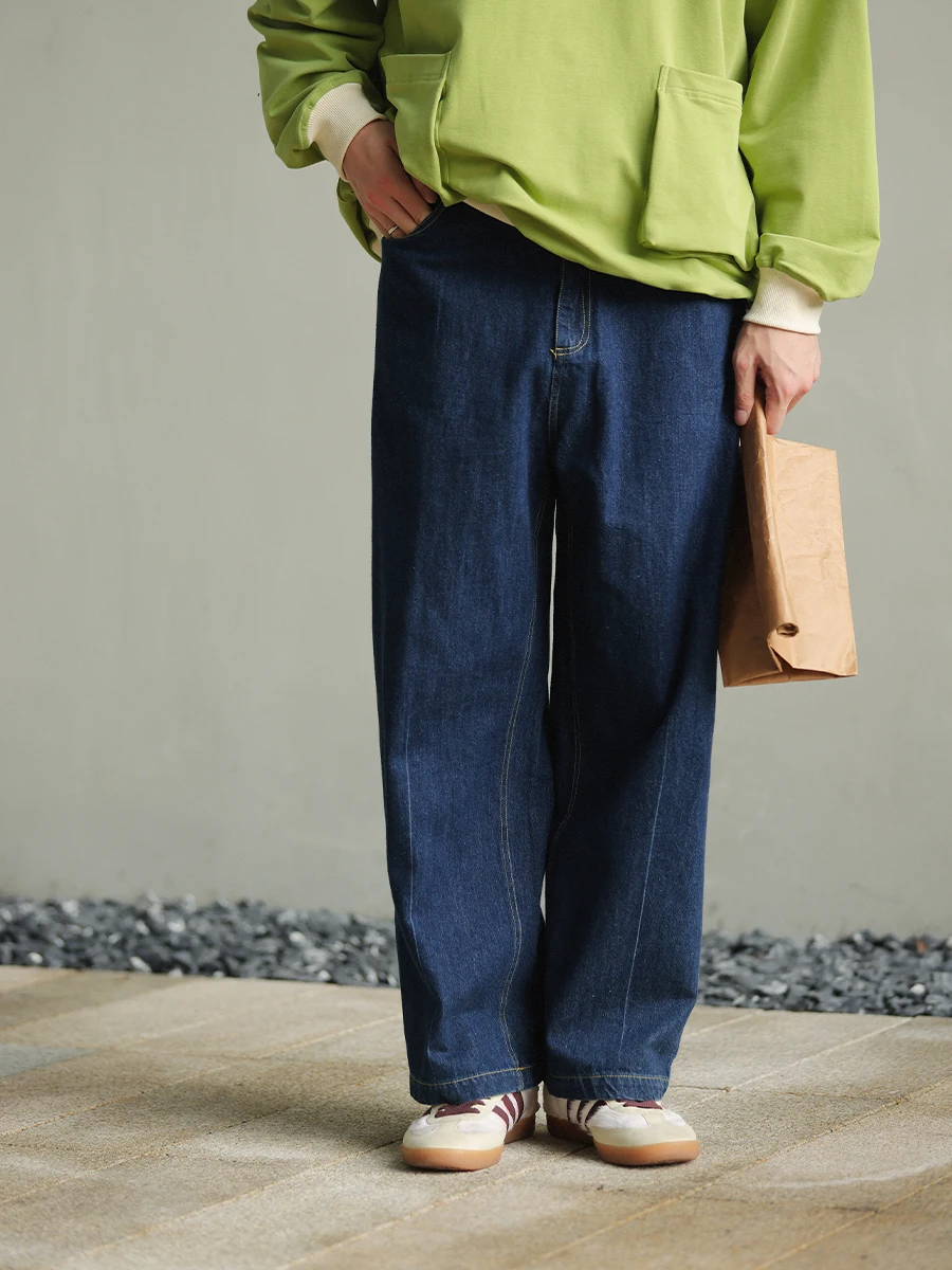 

Джинсы Noears Vintage: свободные прямые синие джинсы из хлопка, базовые, осенне-зимние, молодежные, повседневные, длинные брюки